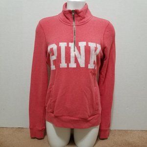 Victoria's Secret PINK sweatshirt Small dog logo graphic 1/4 zip collegiate